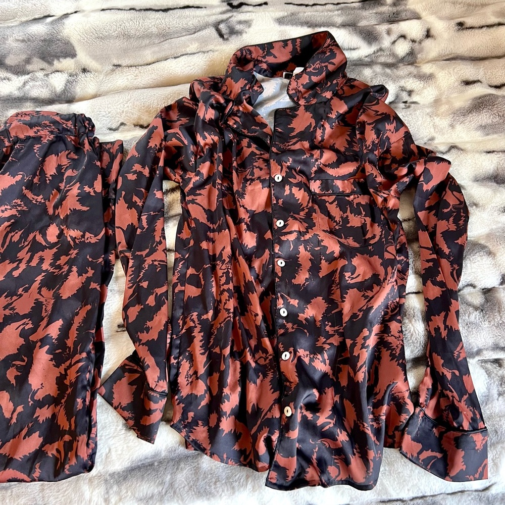 Topshop satin pajama pant set